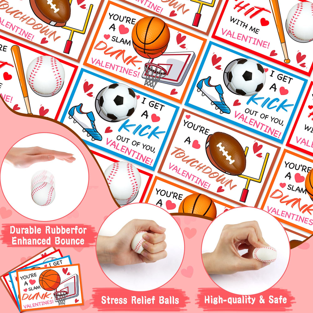 FLYSNK stress ball baseball design with valentines card promotes fine motor skills