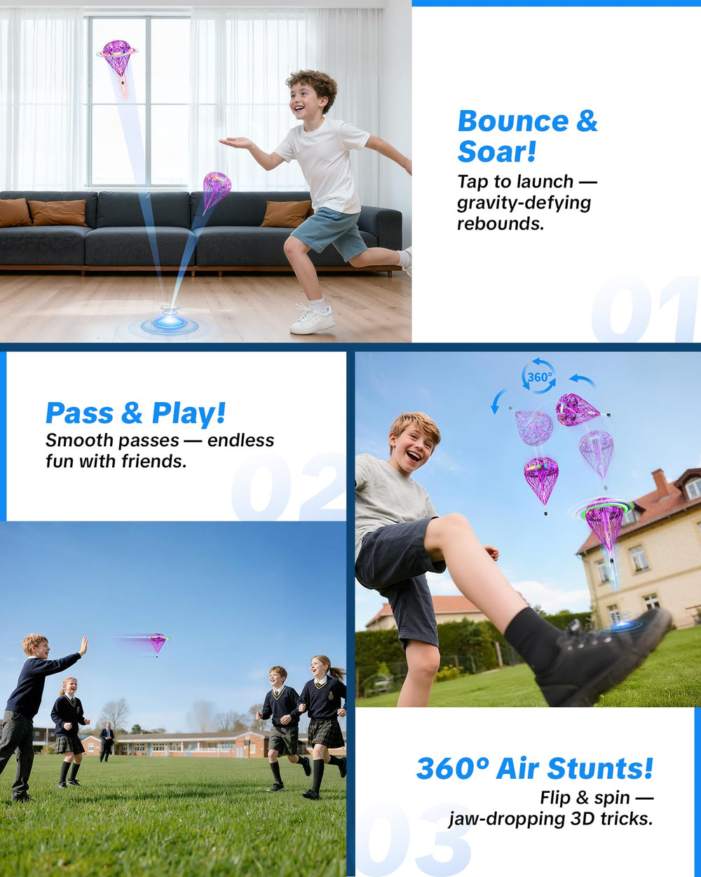 Flystars 3D flips feature for dazzling freestyle tricks.