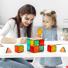 FNJO Magnetic Tiles castle model scene encourages imaginative construction.