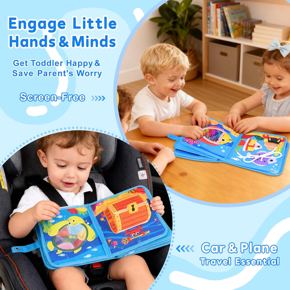 FoenixArte Ocean Busy Book buttoning-activities support fine motor skills practice.