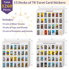Fofeadm mini tarot stickers 1-25in vibrant patterns close-up