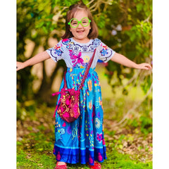 Foierp Mirabel dress with glasses and earrings completes the outfit