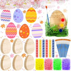 Foilswirl 30-set wooden Easter egg ornaments ready to paint for family crafting.
