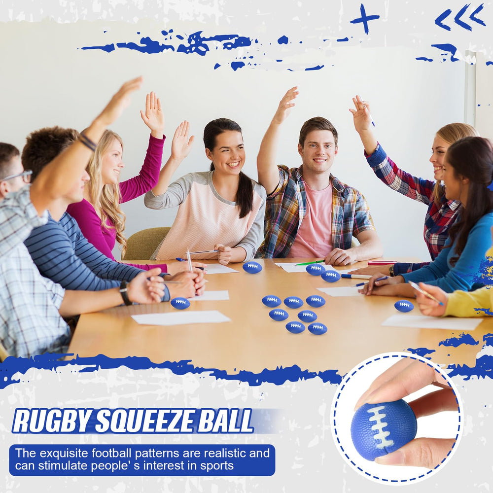 Foilswirl blue mini football stress ball pack 06 suitable as carnival prizes