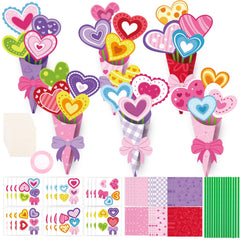 FOIMAS heart bouquet craft kit — heart cards close-up for kids' Valentine activity