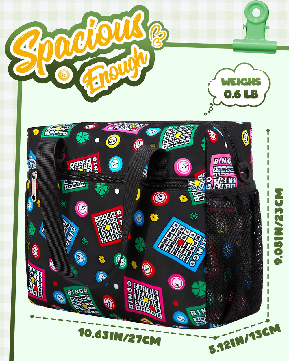 FOKDUVB Bingo Bag water-resistant fabric resists spills during travel