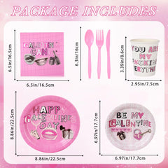 FoldTier Galentine's 7in pink plates ideal for sides or desserts