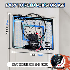 Folimix hoop featuring breakaway rim for realistic dunking.