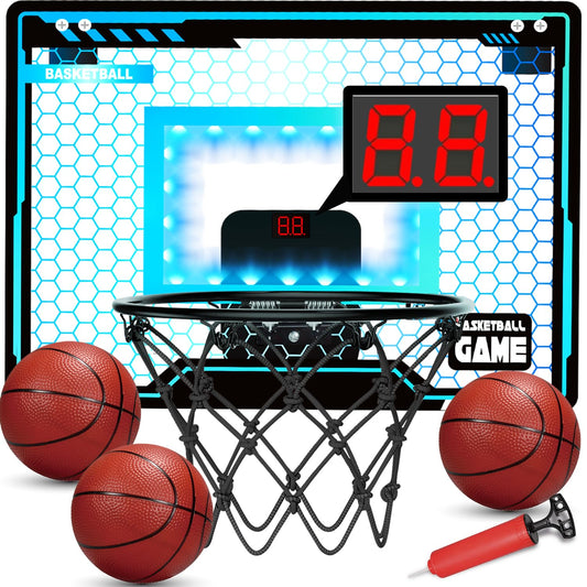 Folimix mini basketball hoop with LED scoreboard for engaging indoor play.
