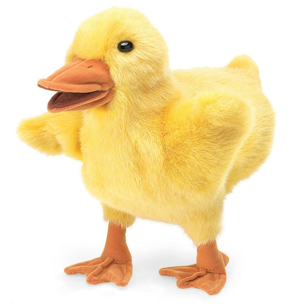 Folkmanis Duckling Hand Puppet yellow closeup for imaginative play and storytelling