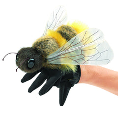 Folkmanis Honey Bee puppet front view shows plush realism for storytelling