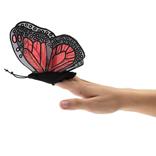 Folkmanis Mini Monarch Butterfly finger puppet with movable wings for lively puppetry.