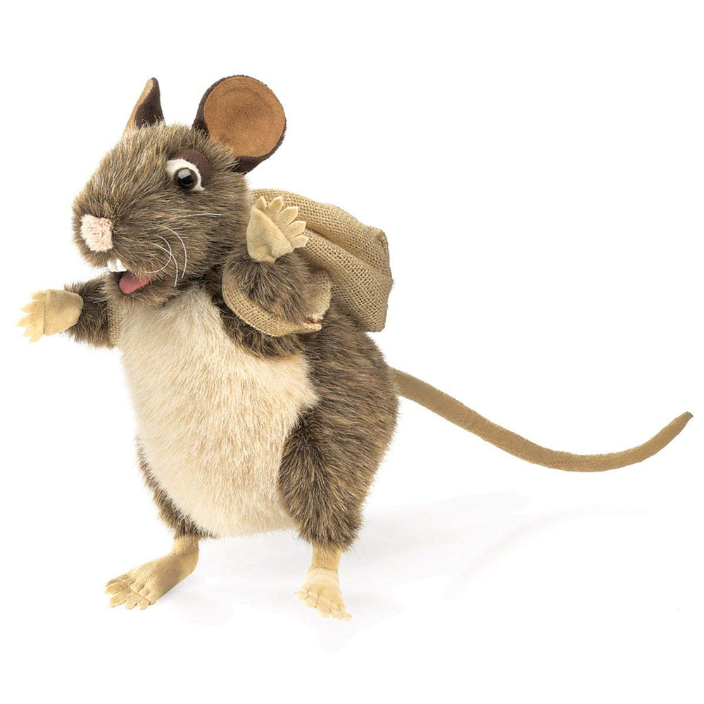 Folkmanis Pack Rat puppet in brown beige with expressive eyes for storytelling