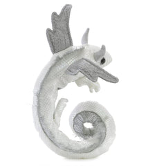 Folkmanis Pearl Dragon Wristlet Puppet close-up with pearlescent detailing