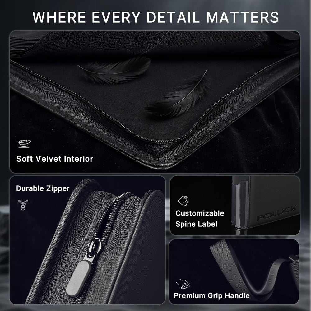 Rugged PU exterior paired with clear sleeves guards cards from moisture.