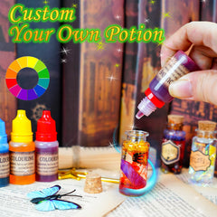 FOMOMDI DIY Magic Crystal Potions storage cabinet displaying kid-made potions.