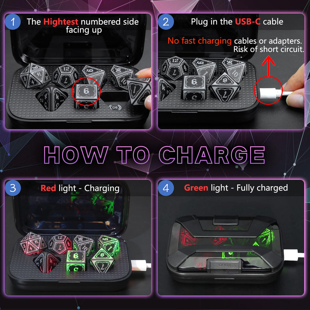 FONVGOGO LED dice show red and green charging indicators through a clear case