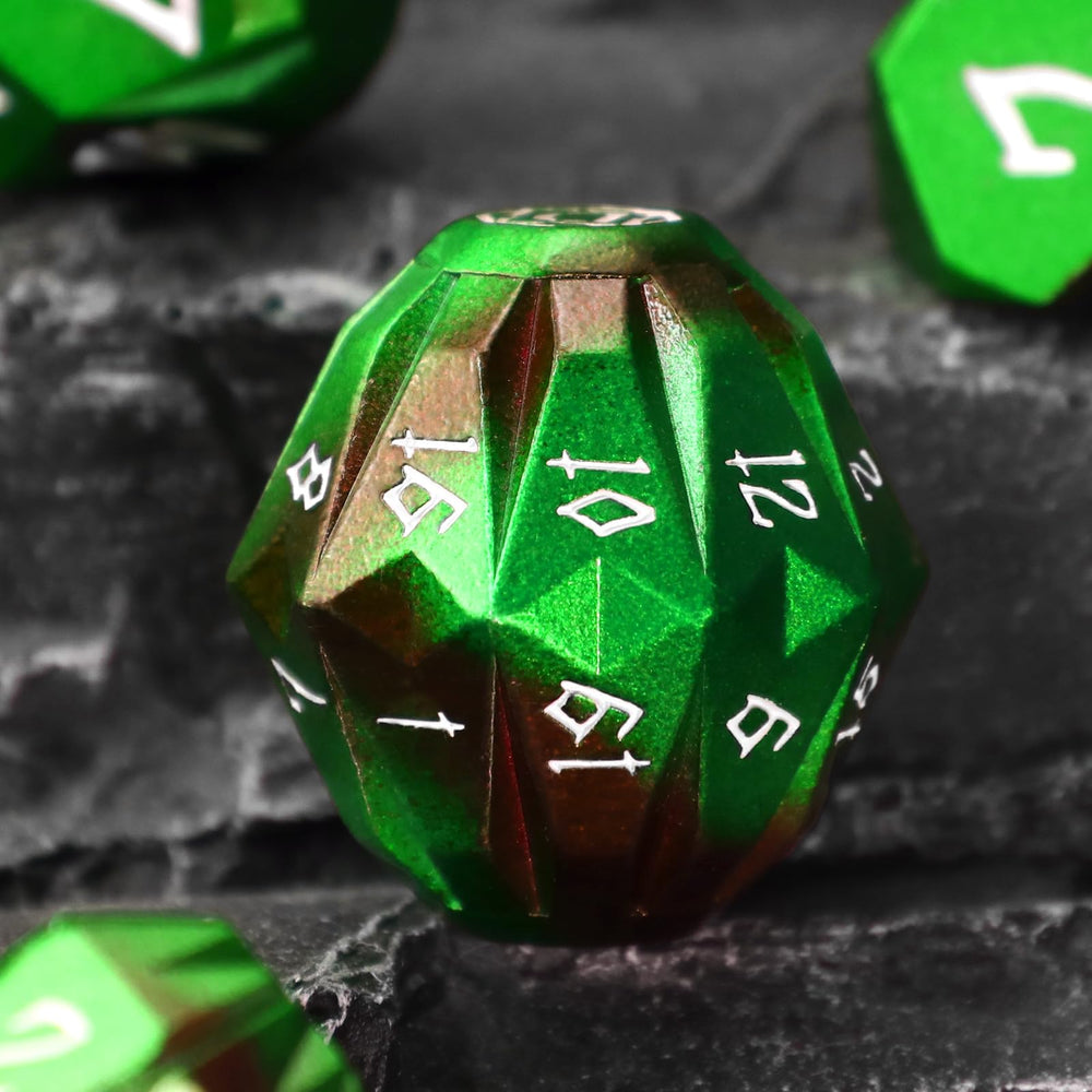 FONVGOGO seven-piece DND dice set laid out on table