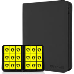 Fonwill 9-pocket binder front cover protecting cards with durable PU leather.