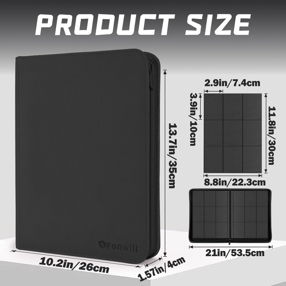 Fonwill binder side-loading pocket closeup highlighting secure card retention.