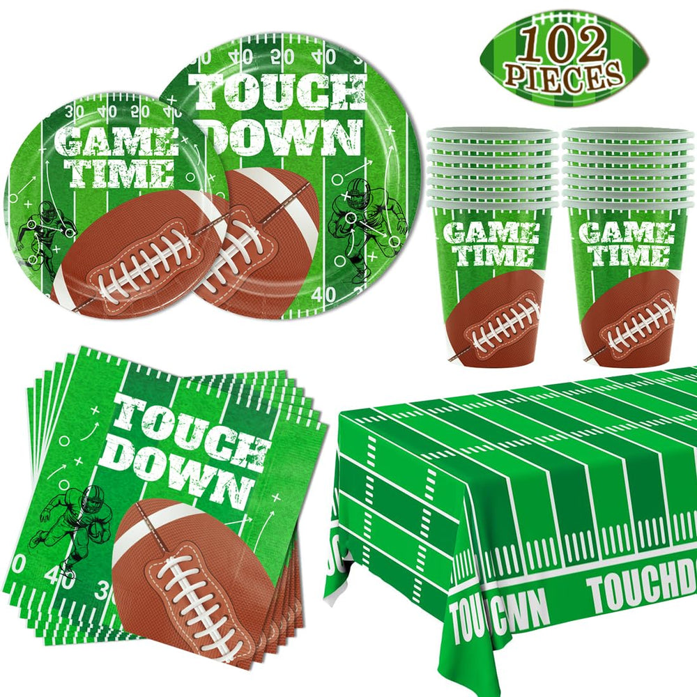 Football Party Supplies Set dinner plates for 20 guests, easy meal service and clean up