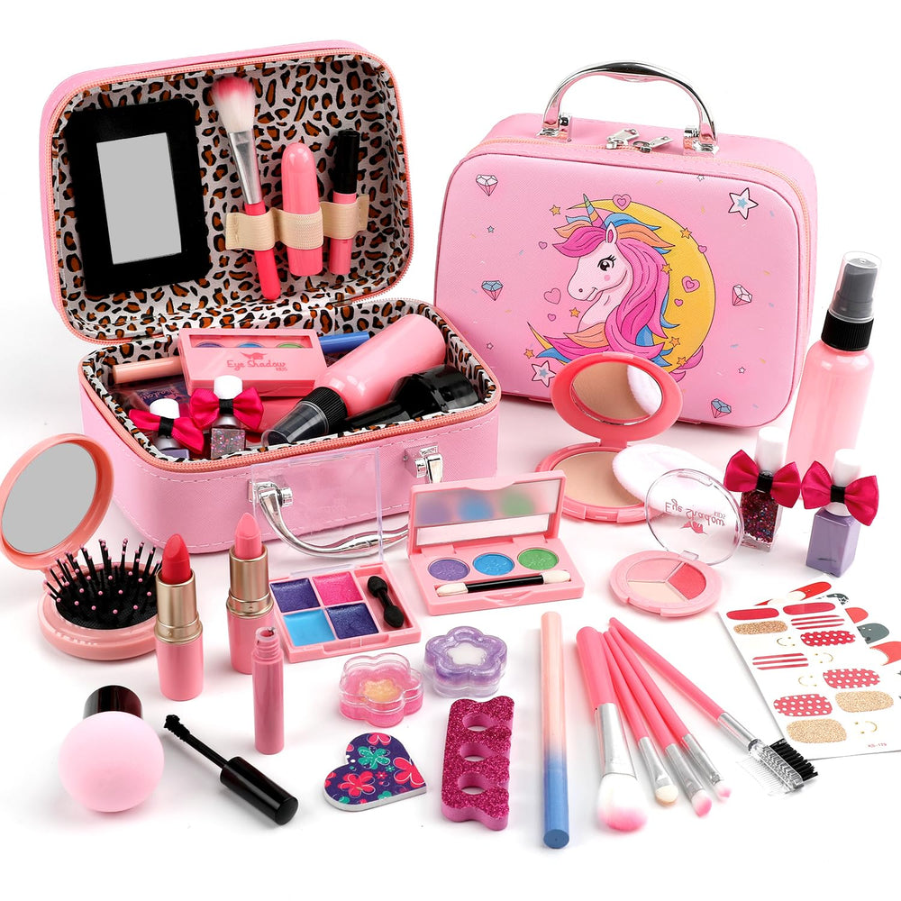 For Ideahome kids makeup kit case, portable and easy-to-carry for dress-up on the go.