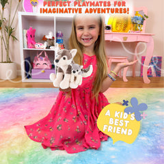 Forest & Twelfth wolf plush with soft fur, ideal for cuddles and comforting hugs.