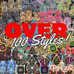 Forged Dice Co complete metal dice set for RPGs, D4–Dpercent style.