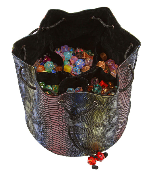 Forged Dice Co. Endless Hoard bag open shows massive capacity for dice storage