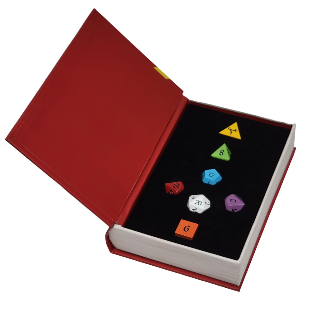 Complete seven-die set ready for D&D and RPG gameplay.