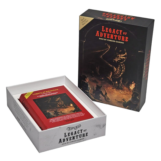 Forged Dice Co. Legacy of Adventure retro dice in vibrant colors, ideal for collectors.