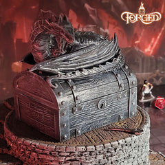 Forged Dice Co. Wyvern Dice Chest offers a spacious interior for multiple dice sets.