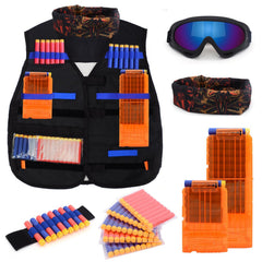 Forliver kids tactical vest with nerf kit, adjustable fit for comfortable play.