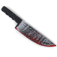 Forum Novelties Bloody Butcher Knife Toy full product view, a realistic prop for Halloween costumes.