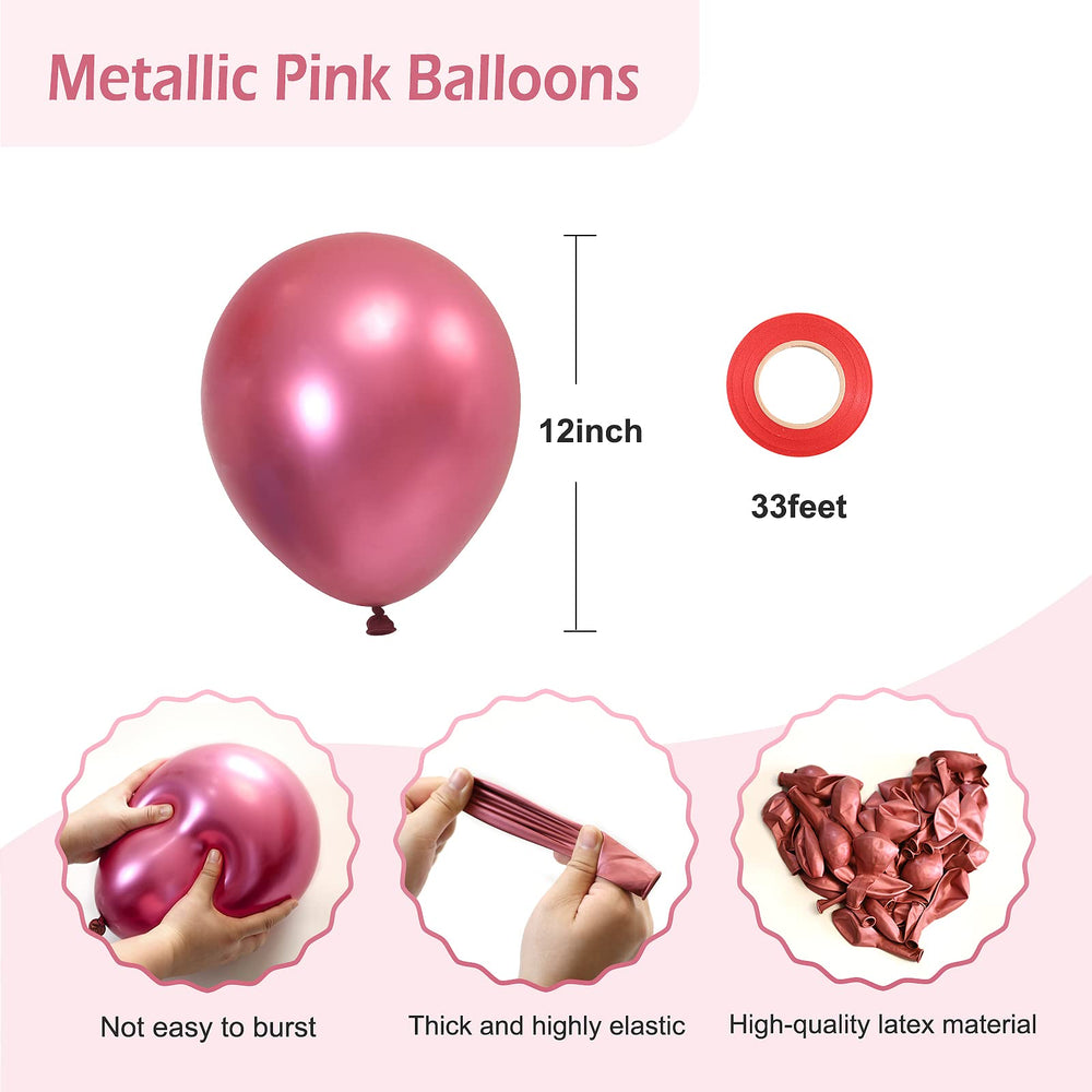 FOTIOMRG pink balloon ribbon bundle, perfect for arch and garland creation.