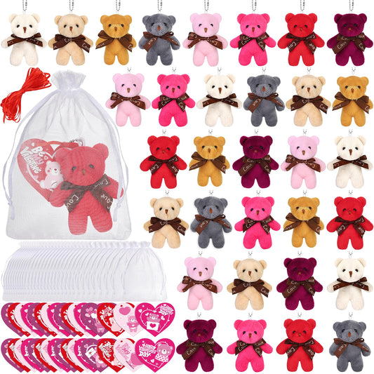 Fovths Valentine bears 32-pack, soft plush gifts ideal for classroom swaps and party favors