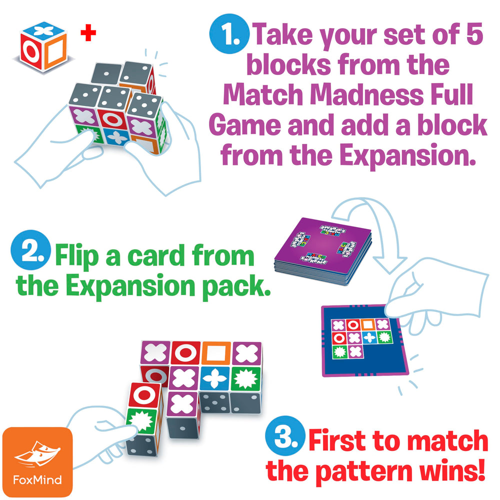 FoxMind Match Madness Extreme game pieces showcase vivid colors for engaging pattern matching