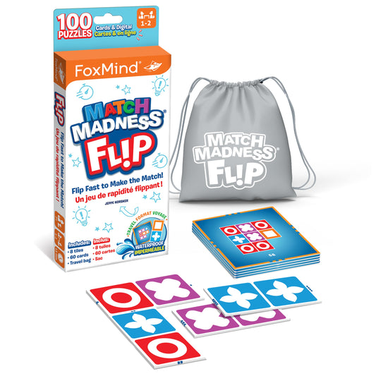 FoxMind Match Madness Flip showing travel bag setup for easy portability.