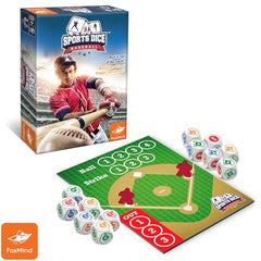 FoxMind Baseball Dice game shows a dramatic dice duel between two teams