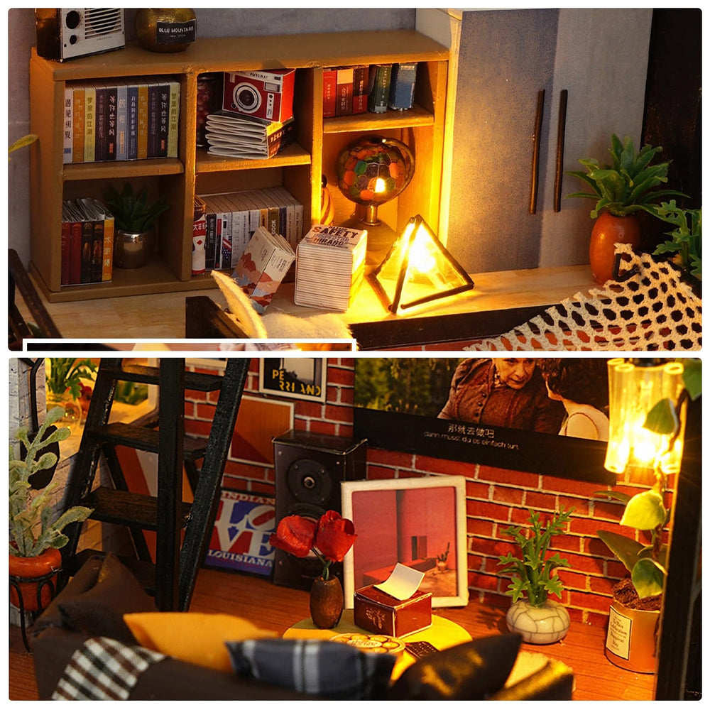 Foyucool miniature house kit display piece perfect for shelf or desk.