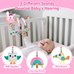 FPVERA baby rattle toy on the spiral arch encourages reaching and motor play