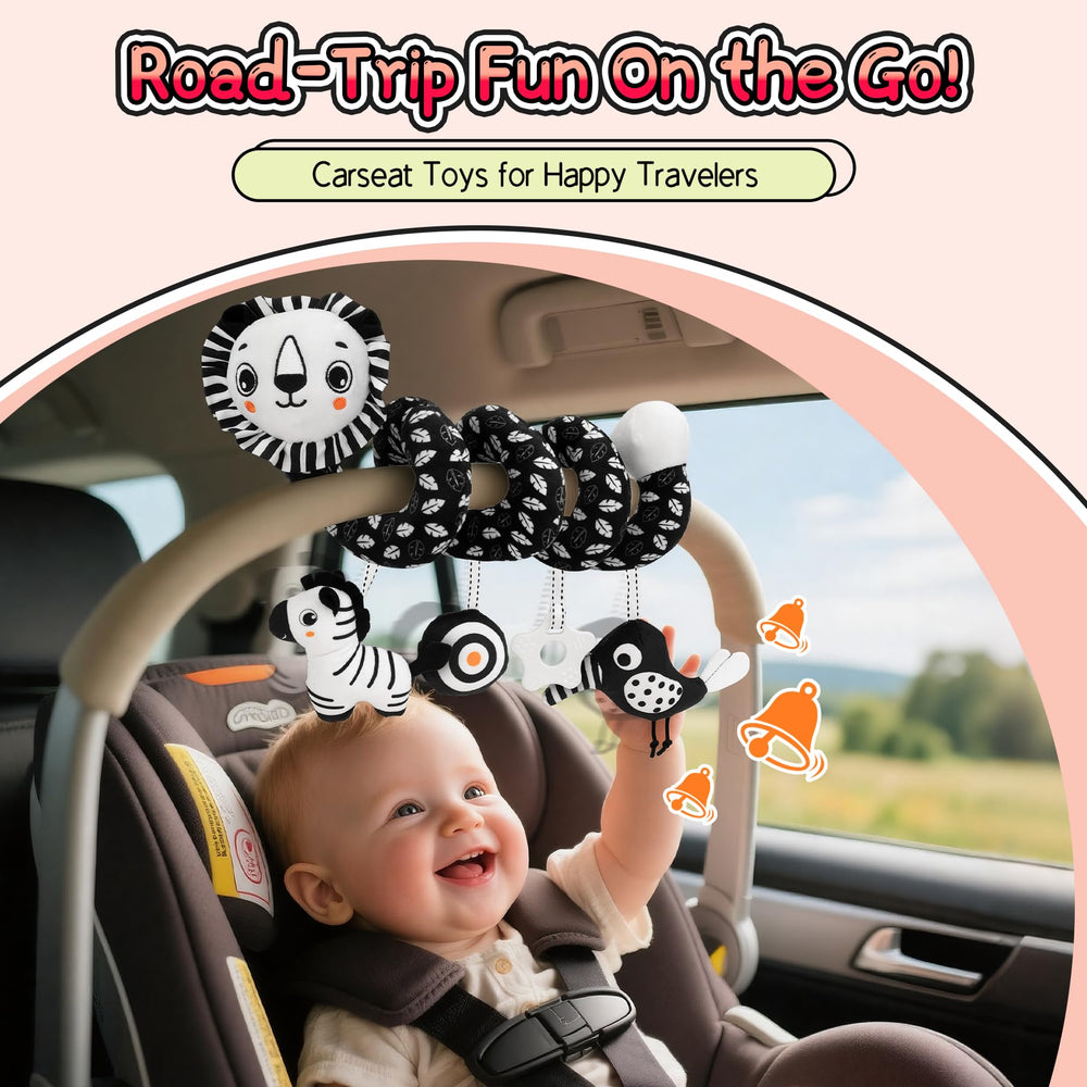 FPVERA hanging car-seat toy with Velcro for easy travel attachment.