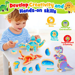 FQKIOMY colorful dino pieces assembly encourages creativity and problem-solving.