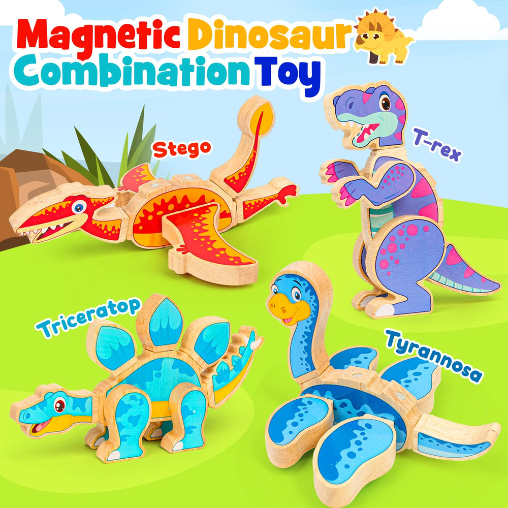 FQKIOMY wooden dinosaur building blocks closeup shows smooth-edged, quality wood.