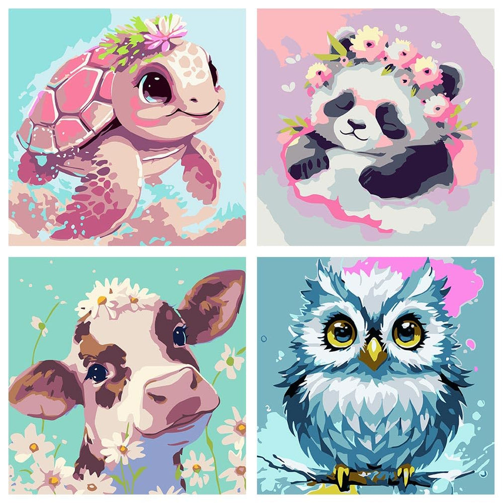 FQOVKYN cute animals 8x8 canvas design for beginners to create wall art.