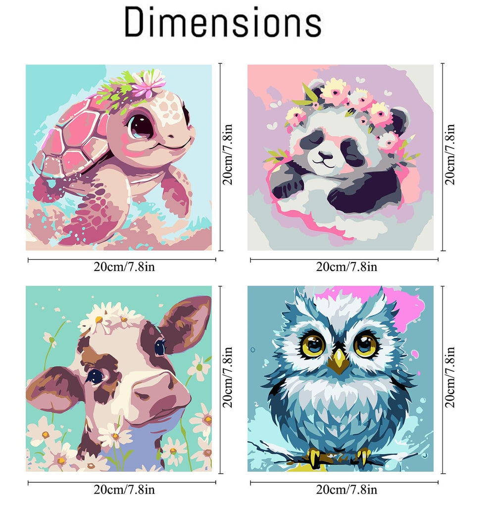 FQOVKYN 8x8 animal canvas kit, easy color-by-number for kids.