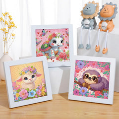 FQOVKYN animal diamond art kit includes tray and pen for easy setup.