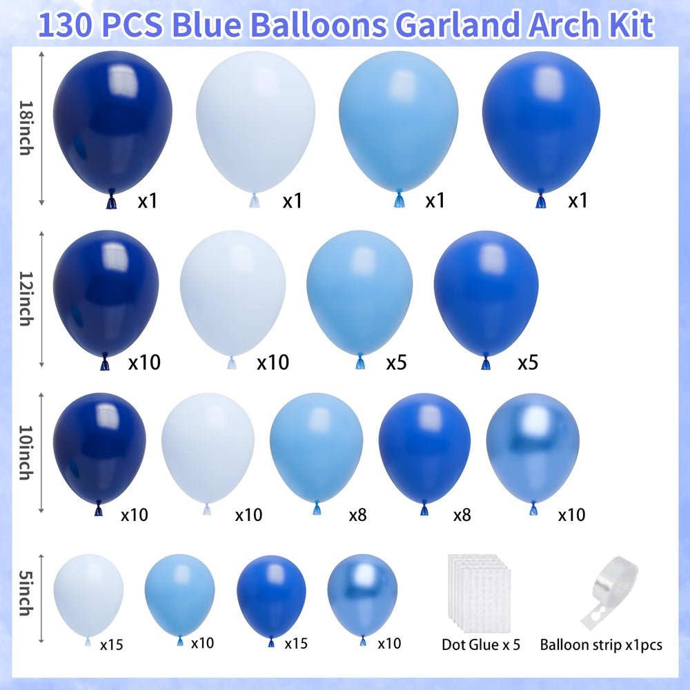 FQZYLCH blue-balloon-arch-kit with 130pcs enables vibrant arch designs.