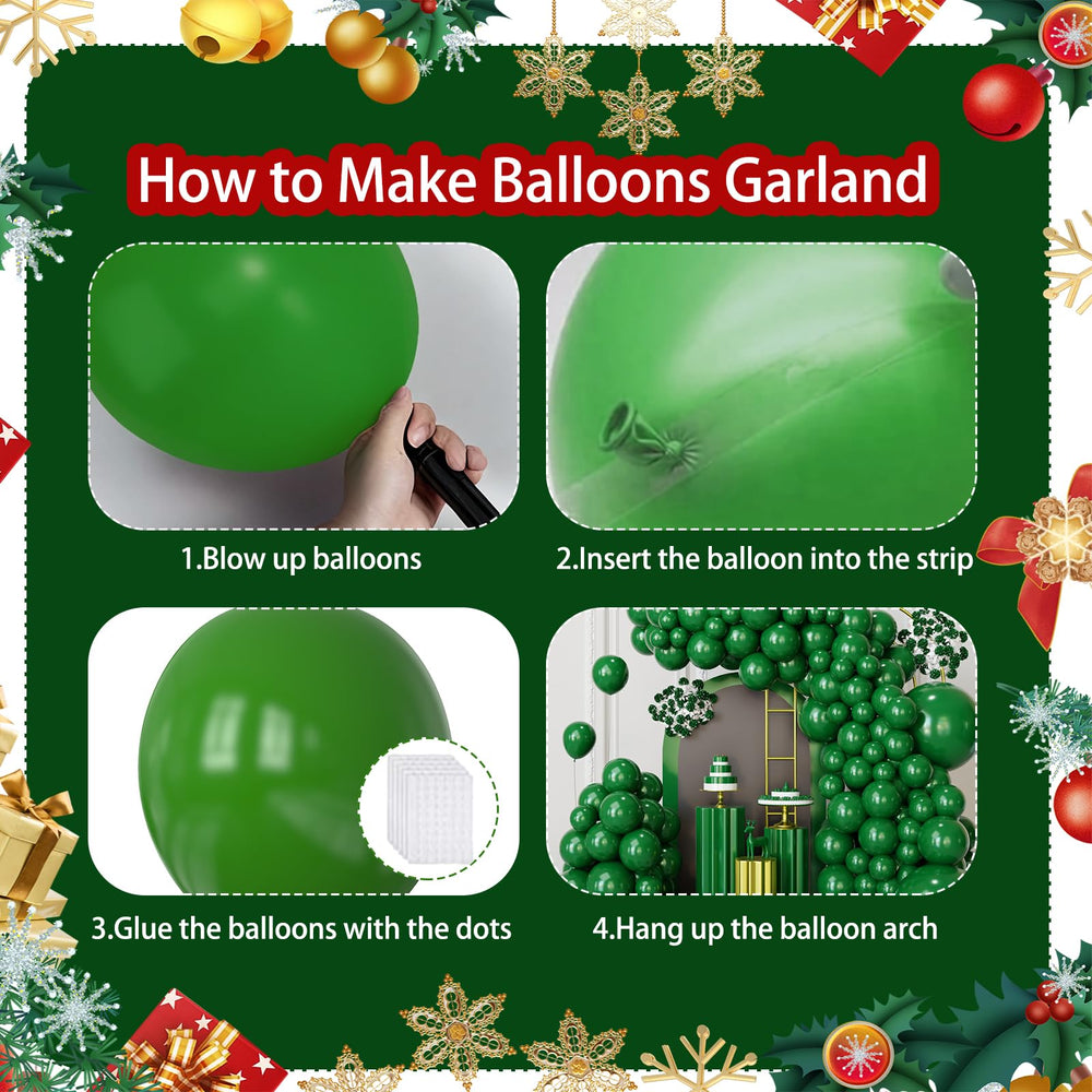 FQZYLCH 12-inch dark green balloons ready for arch decoration.