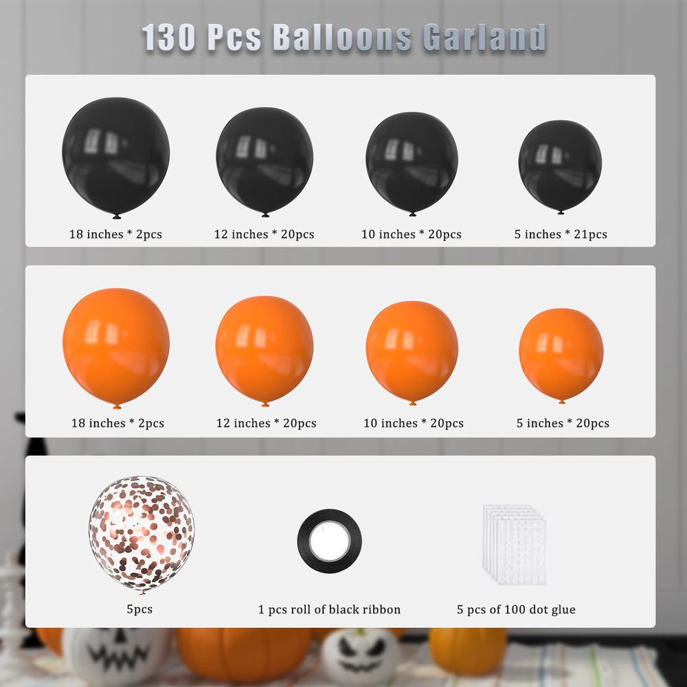 FQZYLCH orange and black balloons decorate festive gatherings.